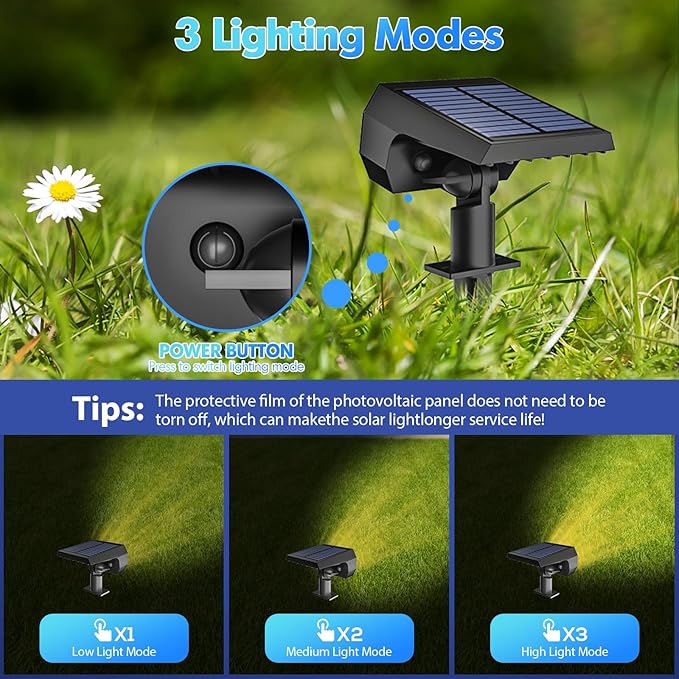 NYMPHY Solar Lights Outdoor Waterproof IP68, 56 LED 3 Lighting Modes Solar Powered Garden Yard Spot Solar Lights for Christmas Outside Landscape- 6 Pack (Warm White)-Ruum Studio Home