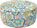LVTXIII Outdoor/Indoor Inflatable Stool Ottoman, All Weather Patio Footrest Pouf, Portable Round Ottoman for Patio Garden, Camping or Home, D21xH9 Inches, Flower Blue-Ruum Studio Home