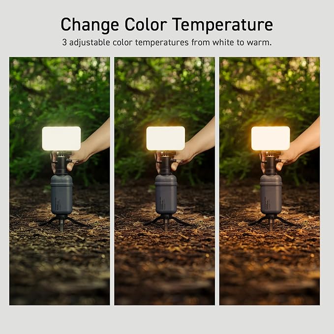 ELECOM NESTOUT Outdoor Camping LED Panel Flashlight w/ Mini Tripod, Dimmable USB Powered LED Light, IP44 Water Dust Resistant, 30-1000 Lumen, Portable Lantern for NESTOUT Power Bank, Beige (Flash-1)-Ruum Studio Home