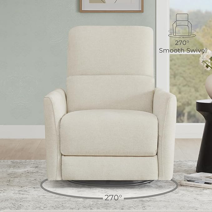 CHITA Power Recliner Chair Swivel Glider, FSC Certified Upholstered Living Room Nursery Reclining Sofa Chair with Lumbar Support, Linen-Ruum Studio Home