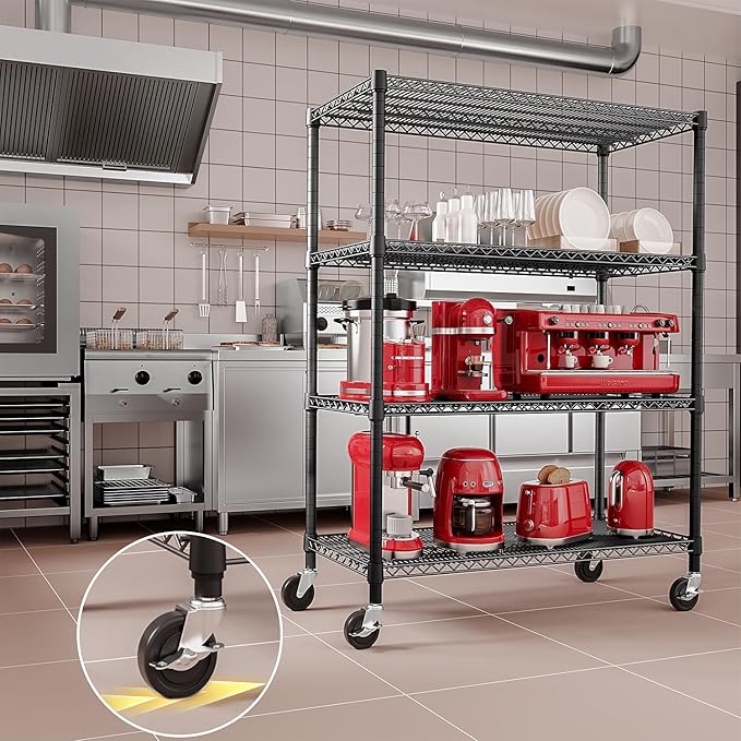 IZEUK Garage Shelving Wide Storage Shelves 4 Tier Metal Shelves 3200 LBS Heavy Duty Adjustable Utility Shelf Rack Black 23.6" D x 53.1" W x 73.6" H-Ruum Studio Home