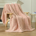 Esterra Chunky Knit Blanket Throw 40"x50", 100% Hand Knitted Chenille Throw Blanket, Cozy Soft Thick Cable Knit Throw Large Rope Knot Crochet Throw Blanket for Sofa Couch Bed, Dusty Pink-Ruum Studio Home