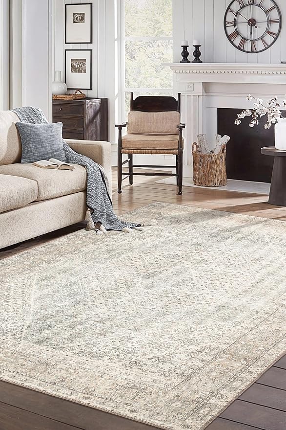 Keen Home Design 5x7 Rug - Machine Washable Area Rug with Non-Slip Backing, Ideal for Living Room, Dining Room, Bedroom - Vintage, Easy Clean, Durable, Low Pile Rug - (5' x 7')-Ruum Studio Home