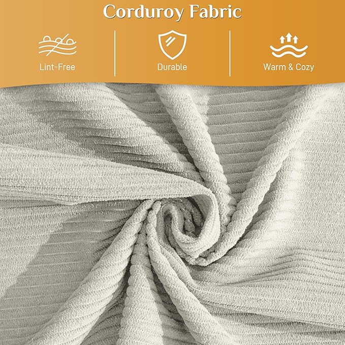 Convertible Sleeper Sofa Bed with Pillow, 4-in-1 Corduroy Folding Mattress Couch with Fixed-Shape Frame, Fold Out Floor Sofa Cama Lounge Couch for Living Room Bedroom Studio, Beige White-Ruum Studio Home