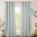 LAMIT Living Room Linen Curtains 95 Inch for Bedroom, Bronze Grommet Linen Textured Sheer Curtains Light Filtering Burlap Drapes for Farmhouse, 2 Panels, 52 x 95 Inch, Greyish Blue-Ruum Studio Home