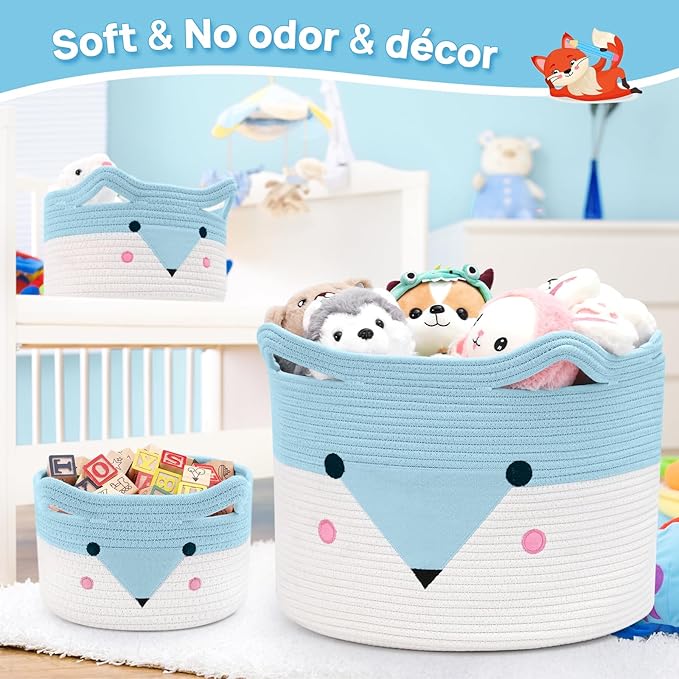 Large Baby Basket Toy Storage 3 Pack, (20"x13.8") Woven Baby Laundry Basket Blanket Basket, Stuffed Animal Storage, Baby Gift Basket Empty, Toy Basket for Kids, Dog, Cat.-Ruum Studio Home