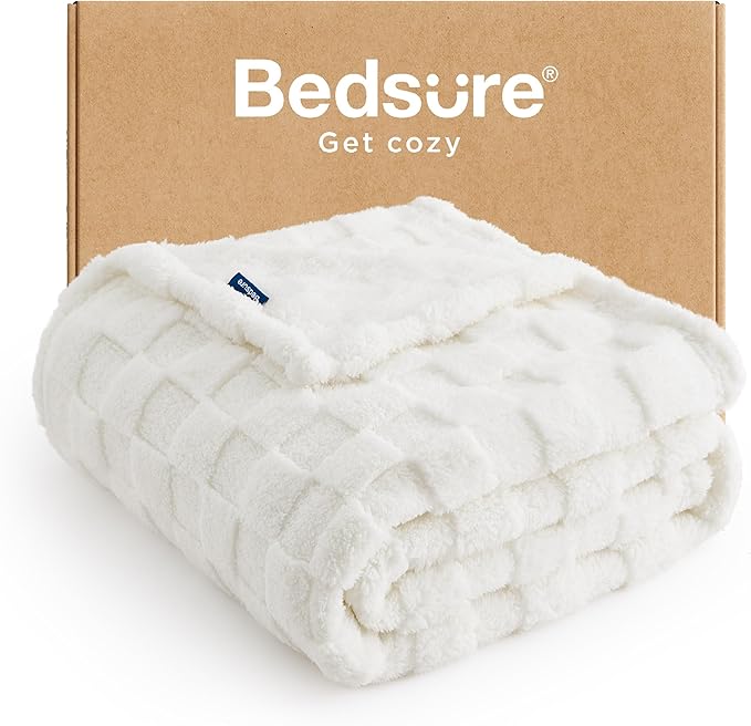 Bedsure GentleSoft White Throw Blanket for Couch - Checkered Fleece Blankets Gifts for Women Men Girls, Cute Soft Cozy Throw for Bedroom Home Decor Gifts, 50x60 Inches-Ruum Studio Home