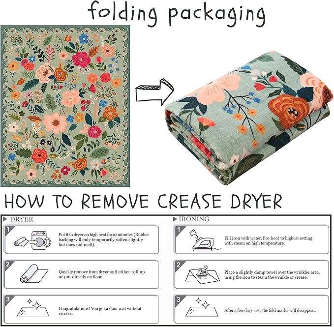 Bedroom Rug 3x5 Rug Washable Area Rug Non Slip Low Pile Boho Floral Small Carpet for Bedroom, Bedside, Kitchen, Entryway, Kids Room, Office, College Dorm Essentials for Girls(Green)-Ruum Studio Home