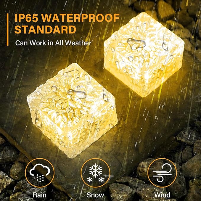 Solar Brick Lights - Outdoor Waterproof Patio & Garden Decor (3 Packs) for Patio, Yard, Walkway, Pathway-Ruum Studio Home
