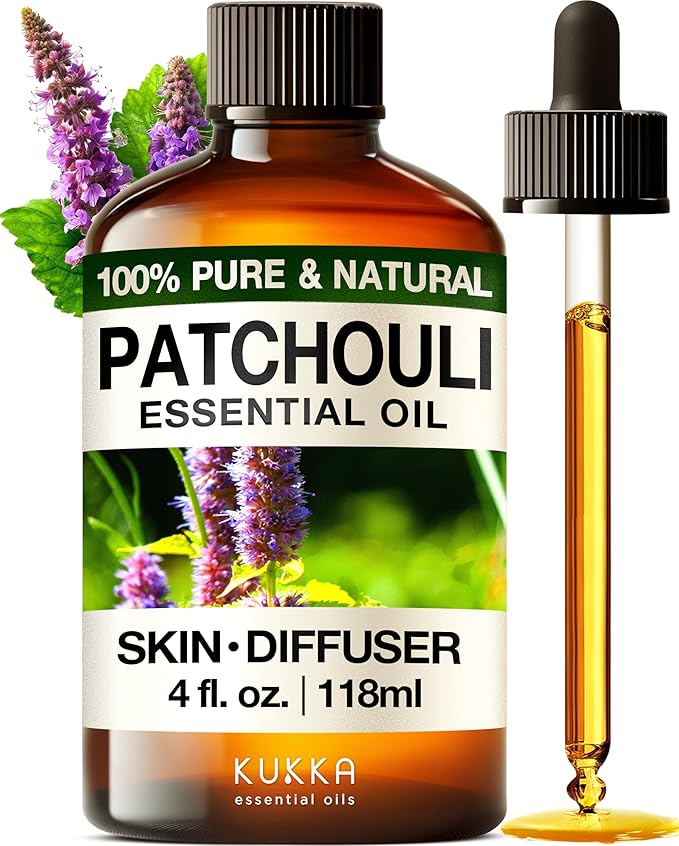 Kukka Patchouli Essential Oil for Skin & Diffuser - 4 Fl Oz - 100% Pure Natural Patchouli Oil, Captivating Scent for Body Perfumes, Aromatherapy & Soap Making Scent DIY-Ruum Studio Home