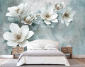 WFBHUA-Green Floral Wallpaper Mural Modern Large 3D Art Flower Wallpaper for Living Room Bedroom Bathroom Wall Mural(Not Peel and Stick)-Ruum Studio Home
