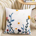 Merrycolor Embroidered Pillow Covers 18x18 Flower Pattern Decorative Throw Pillow Covers Comfortable Cotton Canvas Square Cushion Cases for Sofa Bed Living Room Decor-Ruum Studio Home