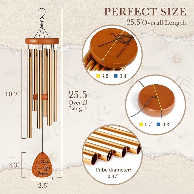 10th Anniversary Wind Chime, 10th Anniversary Romantic Gifts for Him, Her, Couple, Men, Women, Wife, Husband, Newlywed, Aluminum Anniversary's Keepsake Gifts Ideas-Ruum Studio Home