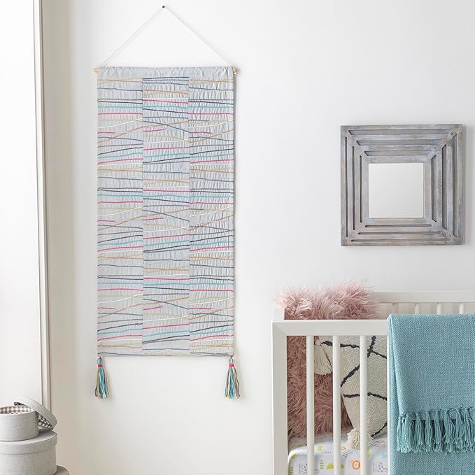 Mark&Day Wall Hanging, Stainz Modern Farmhouse Ice Blue Tapestry Wall Hanging for Living Room, Bedroom, Office or Kitchen (36"H x 18"W)-Ruum Studio Home