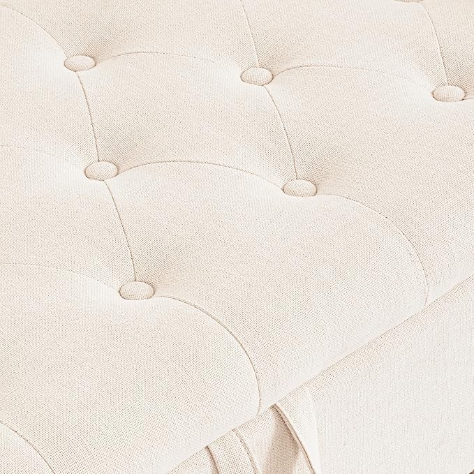 Furniliving 51” Storage Benches, End of Bed Bench with Button-Tufted Large Upholstered Storage Ottoman Linen Window Bench with Storage Shoe Cabinet Bench, for Bedroom, Entryway, Closet, Beige-Ruum Studio Home