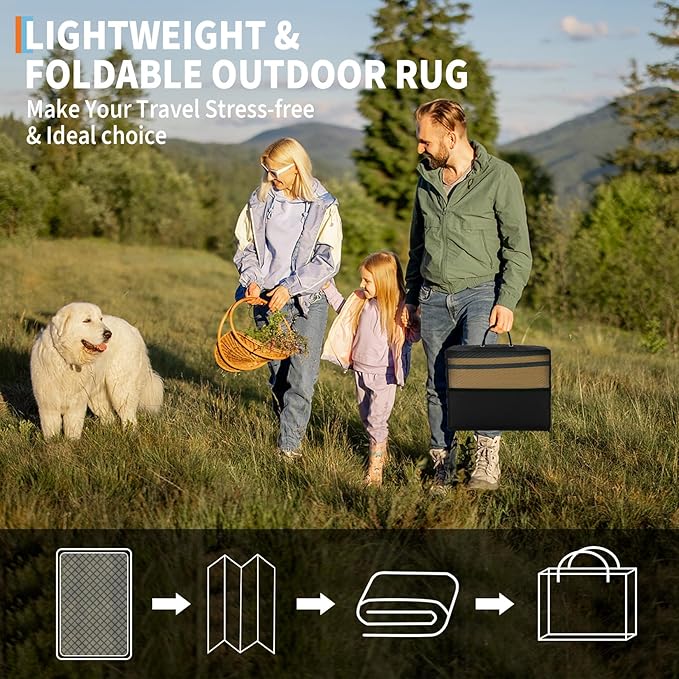 Waterproof Outdoor Rug 8x10 Contemporary Reversible Plastic Straw Rug, Easy Cleaning Striped Patio Carpet, UV-Resistant Indoor Outdoor Floor Cover for RV, Porch, Deck, Backyard, Black Brown-Ruum Studio Home