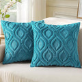 decorUhome Fall Throw Pillow Covers 16x16 Inch Set of 2, Soft Plush Decorative Faux Fur Teal Solid Couch Pillow Covers, Accent Farmhouse Neutral Square Euro Pillow Cases for Sofa Bed Living Room-Ruum Studio Home