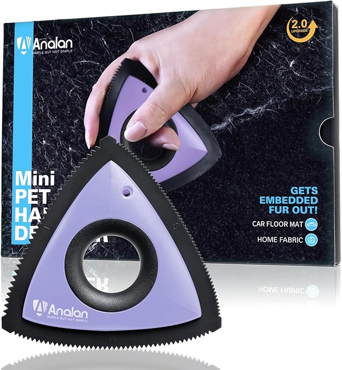 Analan Mini Pet Hair Remover for Car Detailing Supplies, Carpet Dog Hair Remover for Car Interior, Triangle Dog Hair Remover for Auto Detailing, Couch, Furniture, Lint, Carpet(Purple)-Ruum Studio Home
