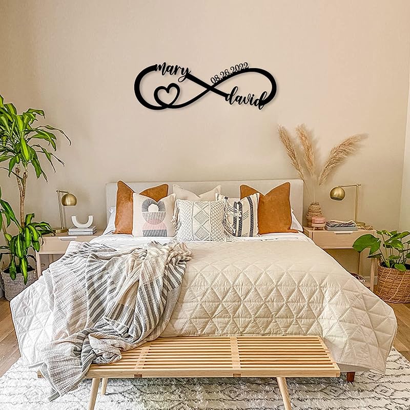 Wedding Gifts for Couples 2025 | Personalized Wedding Gifts | Couples Gift for Her | Anniversary Wedding Date Sign | Engagement Gift | Wall Decor | Bridal Shower Gift | Infinity Metal Sign-Ruum Studio Home