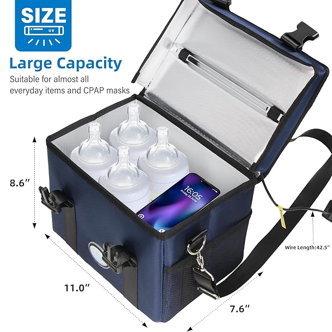 UV Sanitizer Box, 12L Ozone Portable Sanitizing and Cleaning Machine with 3-Level Timer, Foldable UV Cleaner Box for Phone, Toys, Mask, Towel, key, Ozone UV Box ﻿-Ruum Studio Home