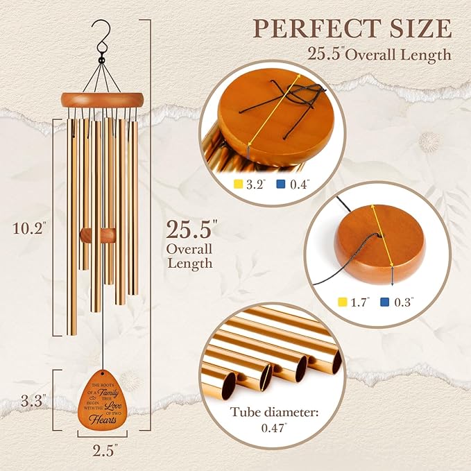 50th Wedding Anniversary Wind Chime, Happy 50th Anniversary Romantic Gifts for Couple, Parents, Wife, Husband, Friends, Golden Anniversarys Keepsake Gifts Ideas-Ruum Studio Home