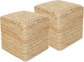 REDEARTH · Cube Pouf Foot Stool Ottoman - Jute Braided Pouffe Poof Accent Sitting - Set of 2 Footrest for The Living Room, Bedroom, Nursery, Patio, Lounge, Office - 14.5”x14.5”x16” - Natural-Ruum Studio Home