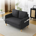 VINGLI 47" Small Couch, Linen Loveseat Sofa Black Mini Couch Mid Century Modern Decor Love Seat for Small Spaces Living Room, Bedroom, Play Room-Ruum Studio Home