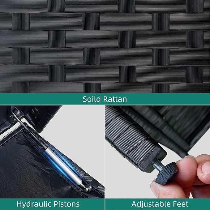 YITAHOME 230 Gal Outdoor Storage Box, XXL All-Weather Wicker Deck Box for Patio Furniture, Cushions, Pool Accessories and Garden Tools - Black-Ruum Studio Home