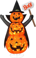 Halloween Decoration 4.3FT Retractable Jack-O-Lantern, 100 LED Collapsible Pumpkin Lantern with Black Star Hat, Plug in Halloween Lights with Stand for Indoor Outdoor Lawn Backyard Garden Decor-Ruum Studio Home