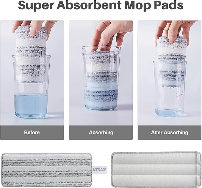 JOYMOOP Flat Mop Pads, Microfiber Mop Cleaning Pads, Washable Pads, Pads Replacement for JOYMOOP Flat Mop or Mop Bucket Set, Pack of 50 Refills 13inch - Grey and Stripe-Ruum Studio Home