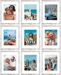 Vittanly 11x14 Picture Frames Set of 9, Shatter Resistant Plexiglass, Display 8x10 Pictures with Mat or 11x14 without Mat, Photo Frames for Wall or Tabletop, Engineered Wood, Distressed White-Ruum Studio Home