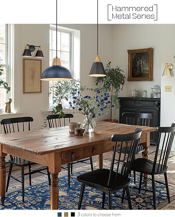 FEMILA Black Bathroom Light Fixtures, 2-Light Bathroom Vanity Lights Over Mirror with Hammered Metal Shade, Modern Wall Sconces Lighting for Kitchen Bedroom Living Room, 4FG59B-2W BK-Ruum Studio Home