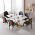 BV Dining Chairs Set of 6, PU Leather Armless Kitchen Chair in Modern Walnut Style, Mid Century Bentwood Side Chair with Metal Legs, Retro Accent Guest Chair for Kitchen Dining Room(Black)-Ruum Studio Home