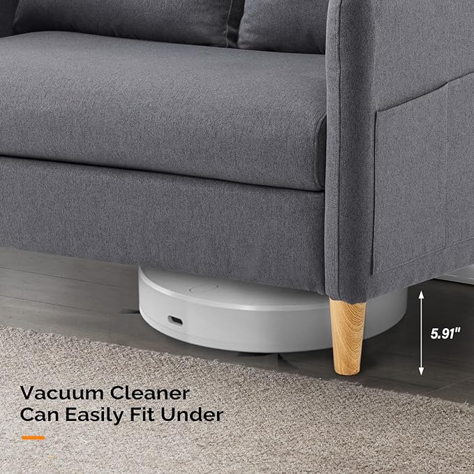VINGLI 47" Small Couch, Dark Grey Linen Loveseat Sofa Mini Couch Mid Century Modern Decor Love Seat for Small Spaces Living Room, Bedroom, Play Room-Ruum Studio Home