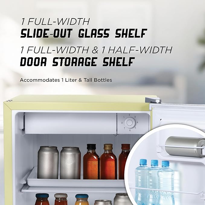 IBCR17SUN Compact, Energy Star Certified Small, Single Door Mini Fridge with Freezer Refrigerator, Standard (1.7 cu ft), Sun Yellow-Ruum Studio Home