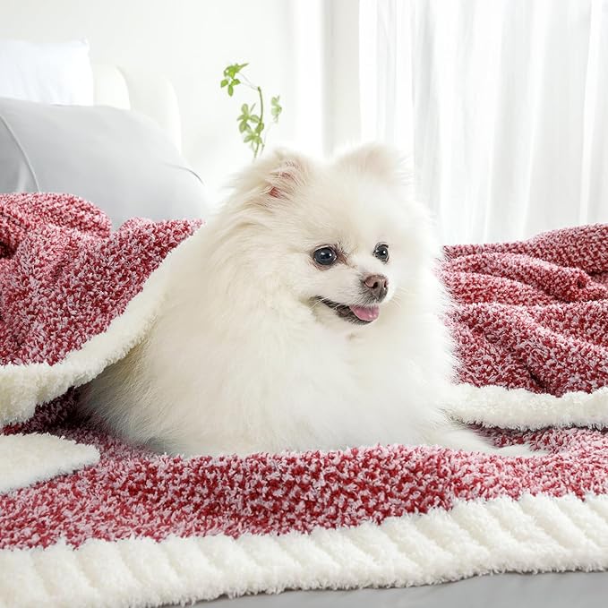 Snuggle Sac Red Throw Blanket for Couch, Super Soft Warm Christmas Red Blankets Cozy Knit Fuzzy Plush Lightweight Throws for Sofa, Bed, Camping, Heather Red, 50x60 inches-Ruum Studio Home