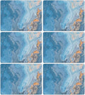 Marble Placemats Set of 6 Blue Marbles Plastic Table Mats Marble Theme Place Mats Wipe Clean Washable Holiday Table Decoration for Indoor Outdoor Party Kitchen Dining-Ruum Studio Home