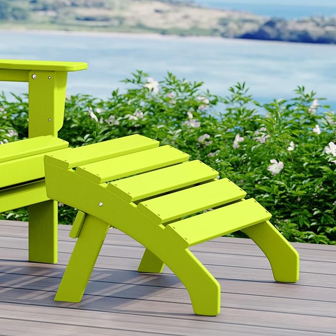 WestinTrends Dylan Outdoor Patio HDPE Adirondack Ottoman Footrest, Lime-Ruum Studio Home