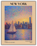 Retro Vintage New York Wall Art Print - 11x14 Unframed Poster - New York City Souvenirs, Cute Trendy Colorful Wall Decor (Sunset Sailboat, 11x14")-Ruum Studio Home