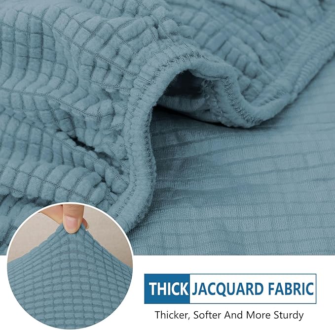 hyha Waterproof Couch Cushion Covers for Pets, Non Slip Sofa Seat Cover for Dogs Washable, Soft Thick Stretch Jacquard Fabric, Sofa Slipcovers with Elastic Bottom (1 Piece for Backrest L, Lake Blue)-Ruum Studio Home