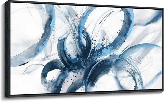 AJAZIKO Blue Wall Art Large Pictures for Living Room Abstract Wall Decor Wall Decoration Print Pictures Canvas Framed Artwork Paintings for Office Above Bed Wall Decor 24×48IN-Ruum Studio Home