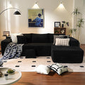 ovios 104" Cloud Sectional Couch with L-Shape Chaise,Modern Modular Sofa with Deep Seat, Upholstered Couches for Living Room Bedroom,No Assembly Required, Black (Corduroy Fabric)-Ruum Studio Home