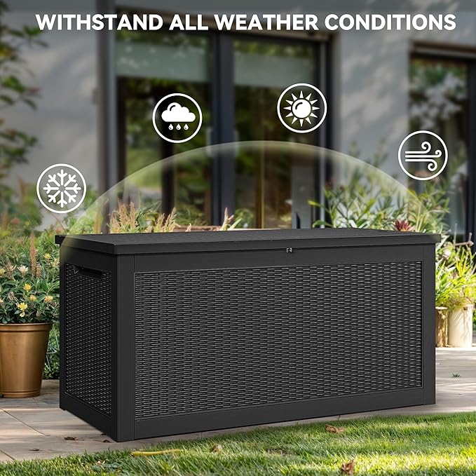 YITAHOME 260 Gallon XXL Large Deck Box, Outdoor Resin Storage Box, Lockable Storage Container for Patio Cushions, Furniture, Garden Tools, Water Resistant (Black)-Ruum Studio Home
