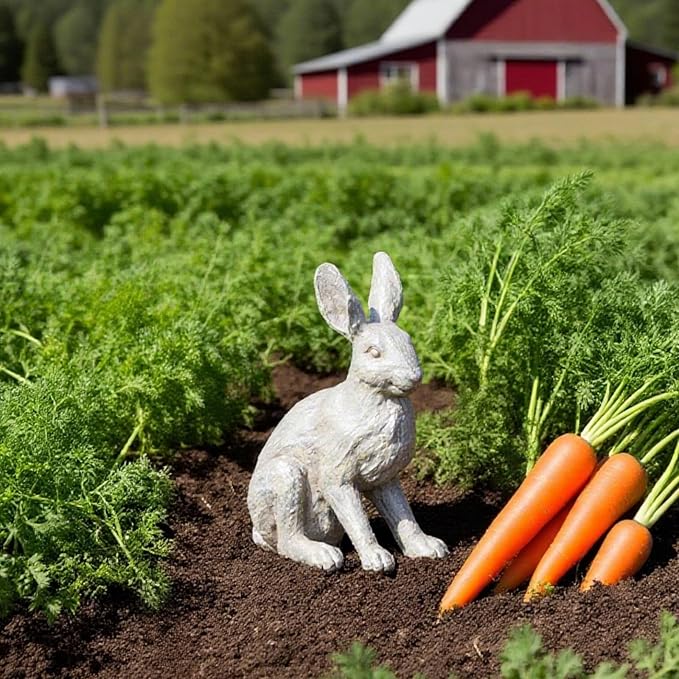 DiliComing Grey Resin Rabbit Garden Statue - Large Garden Statues for Home Yard Decor Garden Statues for Outside Balcony Bunny Decor for Garden Gifts 9 × 5 × 12 Inch-Ruum Studio Home
