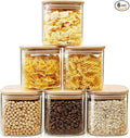 Square Glass Jars with Bamboo Lids 27 FL OZ [Set of 6], Glass Canisters with Airtight Lids, Glass Food Storage Containers for Coffee, Sugar, Tea, Candies, Cookies,Best for Kitchen & Pantry-Ruum Studio Home
