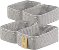 Small Storage Baskets for Organizing | Closet Organizer Bins | Shelf Toy Basket | Woven Rope Baskets | Cube Decorative Box | Shallow Basket | 13x8.5x5.1” | 4 Packs Mixed Grey-Ruum Studio Home