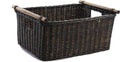 The Basket Lady Pole Handle Wicker Storage Basket, Large, 18 in L x 14.5 in W x 9 in H, Antique Walnut Brown-Ruum Studio Home