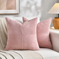 Fancy Homi 2 Packs Blush Pink Decorative Throw Pillow Covers 20x20 Inch for Living Room Couch Bed, Rustic Farmhouse Boho Home Decor, Soft Corss Corduroy Patchwork Accent Square Cushion Case 50x50 cm-Ruum Studio Home
