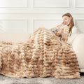 Cozy Bliss Faux Fur Throw Blanket for Couch, Cozy Warm Plush Striped Blanket for Sofa Bedroom Living Room, 60 * 80 Inches Tie-dye Kahki-Ruum Studio Home