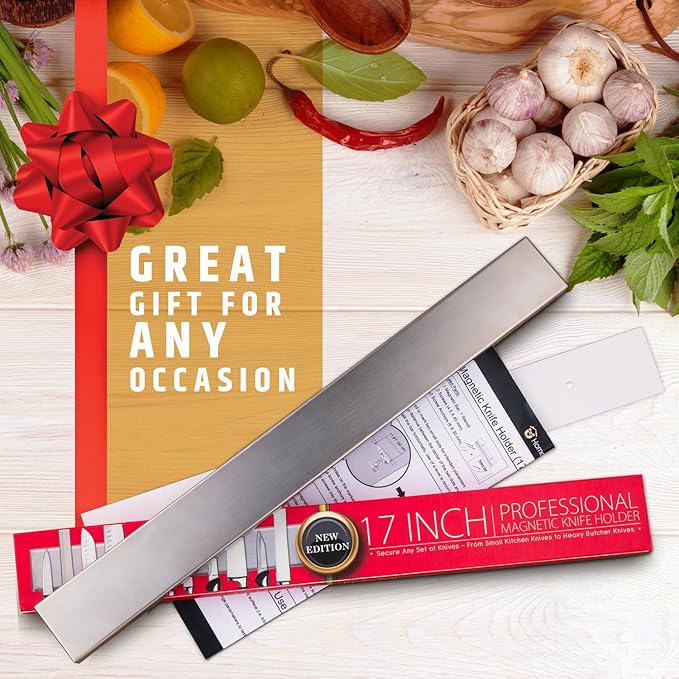 HMmagnets Premium 17 Inch Stainless Steel Magnetic Knife Holder For Wall - Professional Magnetic Knife Strip - Space-Saving Knife Rack/Knife Bar With Powerful Magnetic Pull Force (Upgraded Version)-Ruum Studio Home